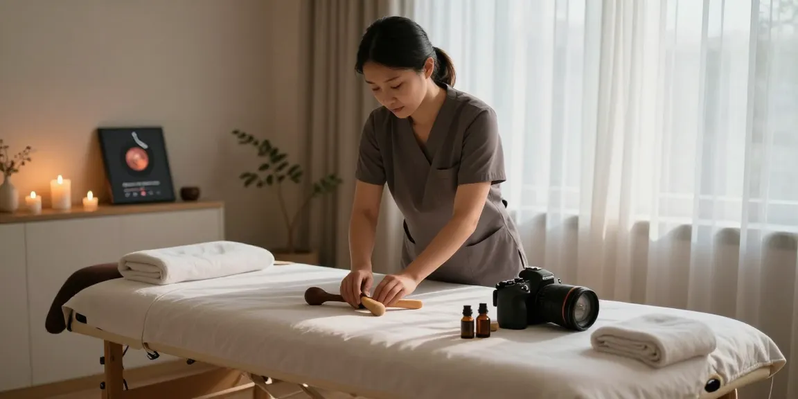 의정부출장마사지 서비스를 위한 아늑한 마사지 공간 준비 모습