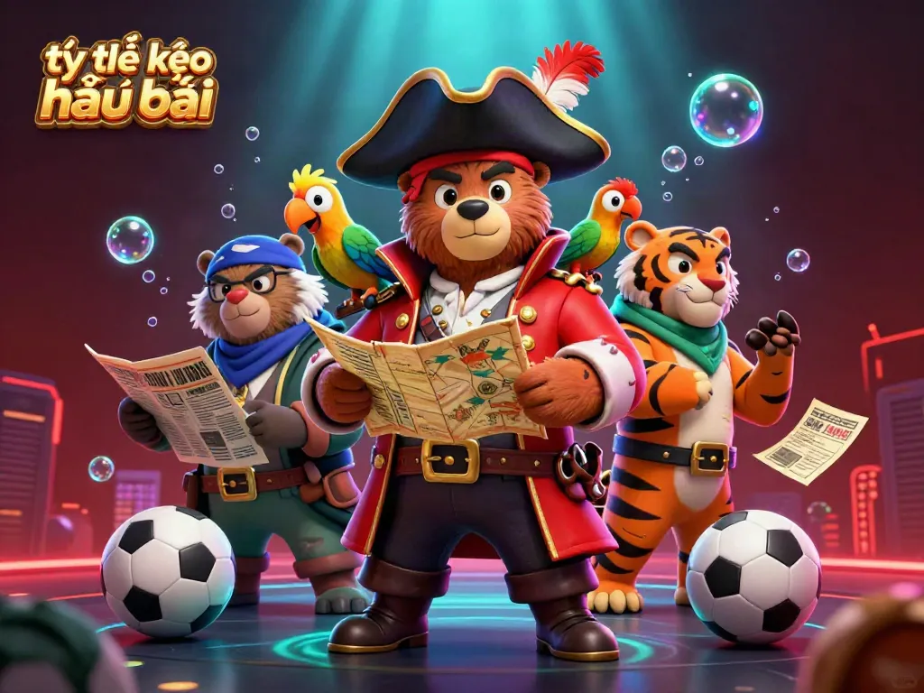 Engage with the latest tỷ lệ kèo nhà cái trends, featuring a dynamic scene of vibrant casino characters in an exciting sports betting setting.