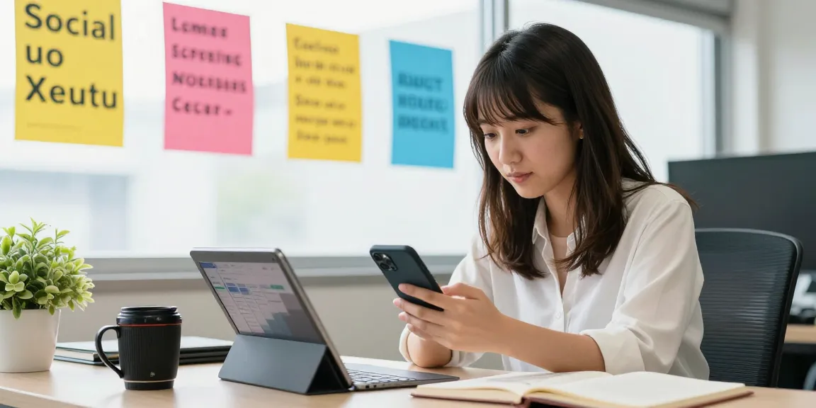 SNSフォロワー 購入 安全を実現するためのマーケティング戦略を実践している若い女性の様子。
