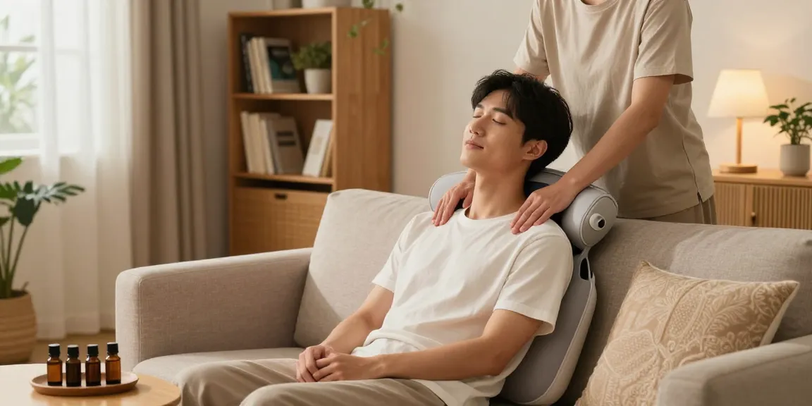 부천출장안마 서비스로 편안한 마사지 받는 모습