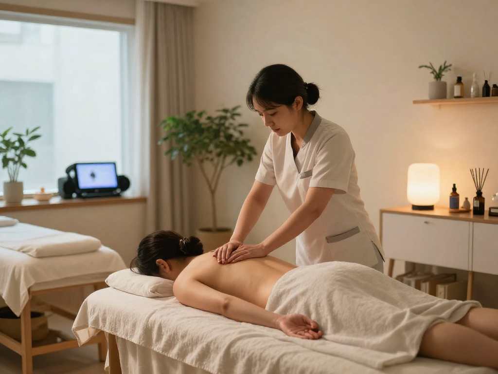 Relaxing therapy session at 분당오피 with soothing ambiance and calming elements.