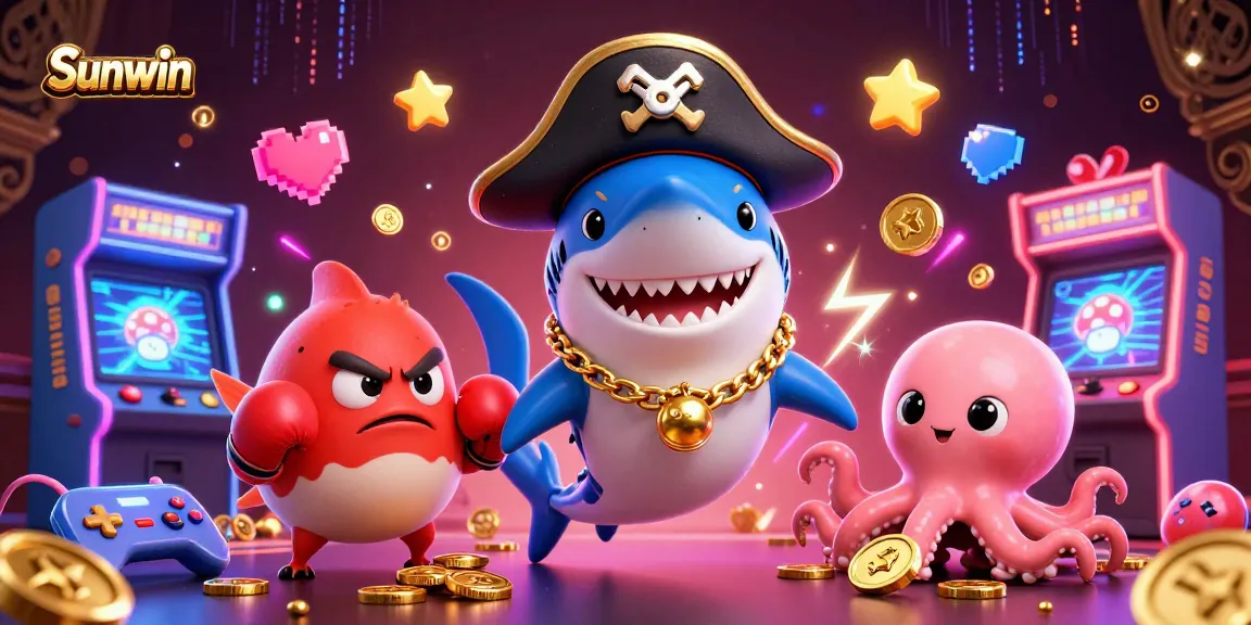 Sunwin offers thrilling adventures with a pirate shark, pufferfish, and octopus in a vibrant 3D casino.