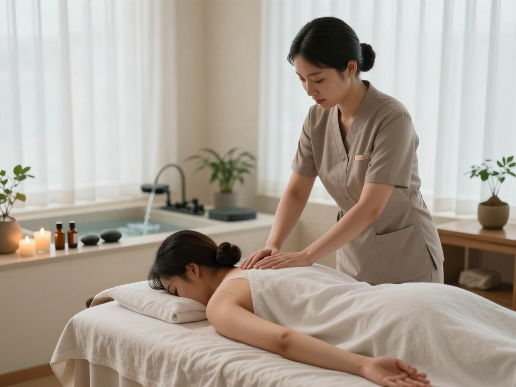 Relaxing 성북구출장마사지 session in a serene spa environment.